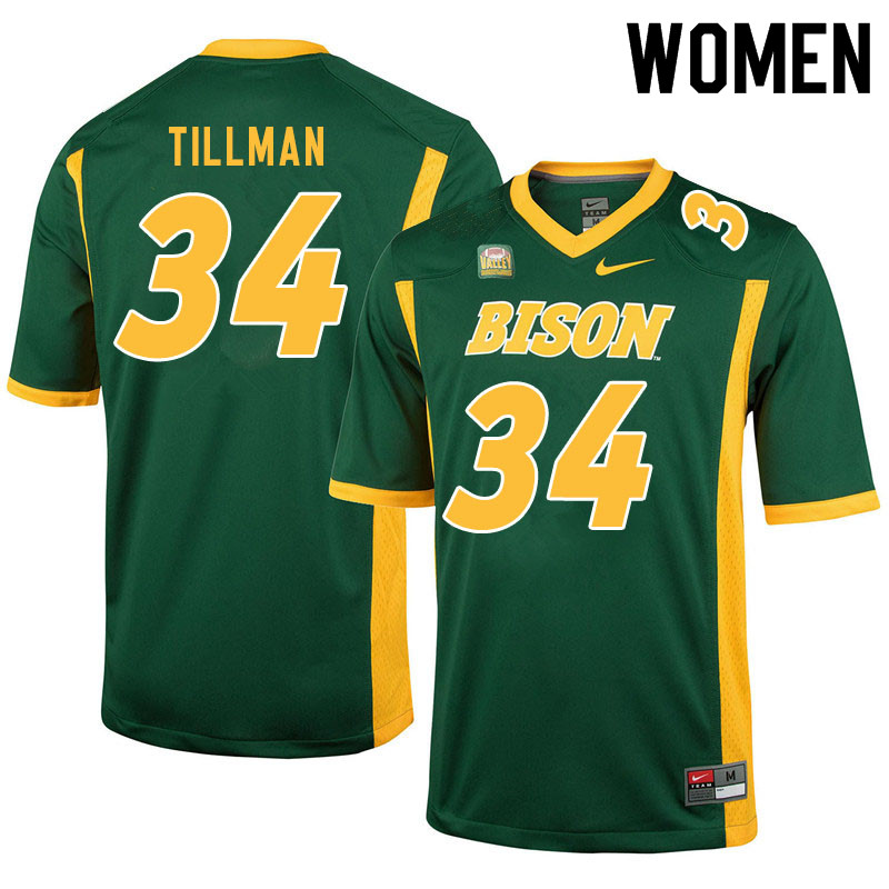 Women #34 Juanye Tillman North Dakota State Bison College Football Jerseys Sale-Green